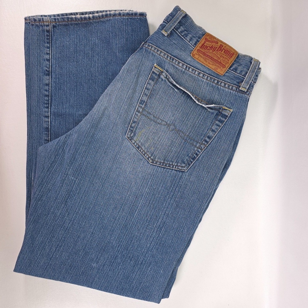 Lucky Brand Denim Jeans Men 34x32 Y2K Dungarees Classic Fit Mountain Medium Wash
